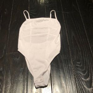 White Ribbed Bodysuit